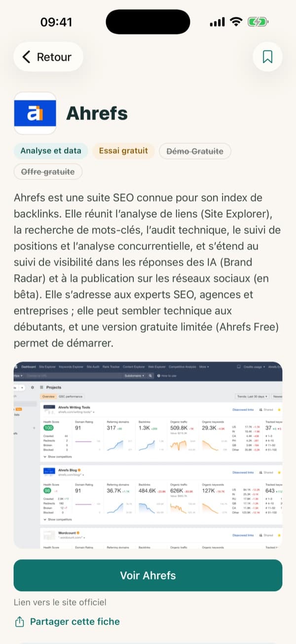 Fiche outil dans l’appli Le Lab Entrepreneur